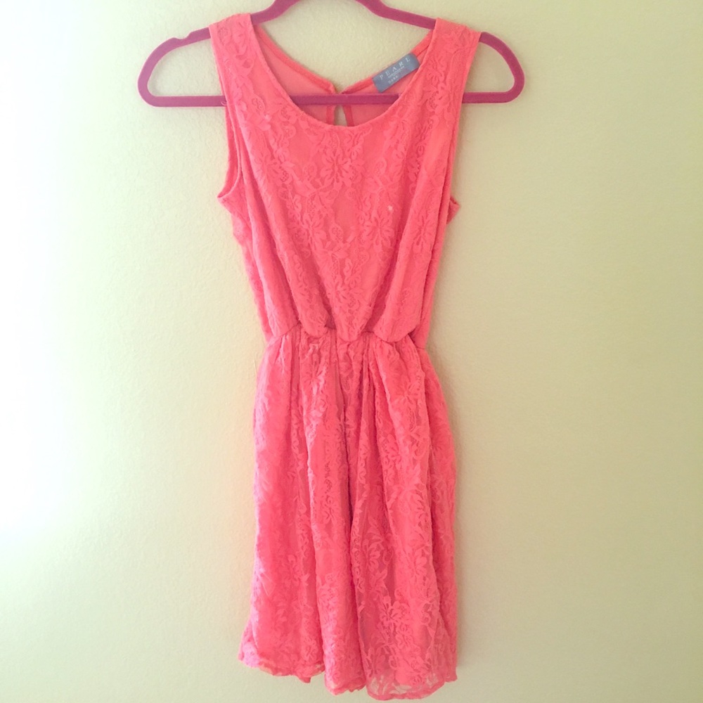 CORAL LACE DRESS DESIGN BY PEARL